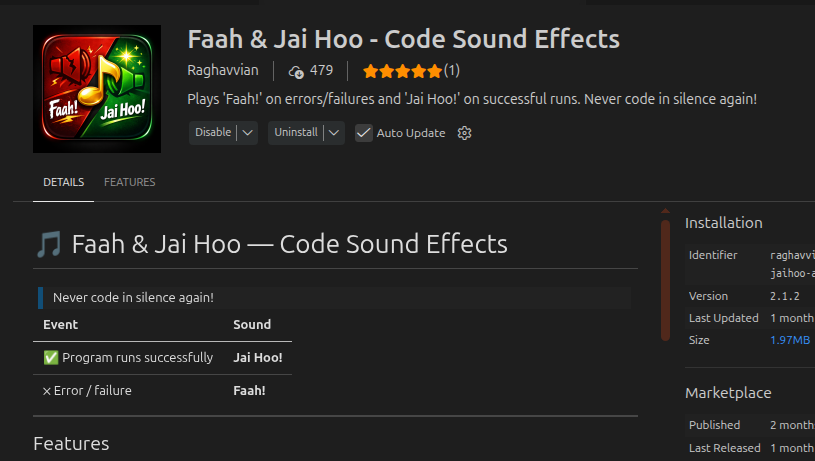 Faah & Jai Hoo — Code Sound Effects (VS Code Extension)